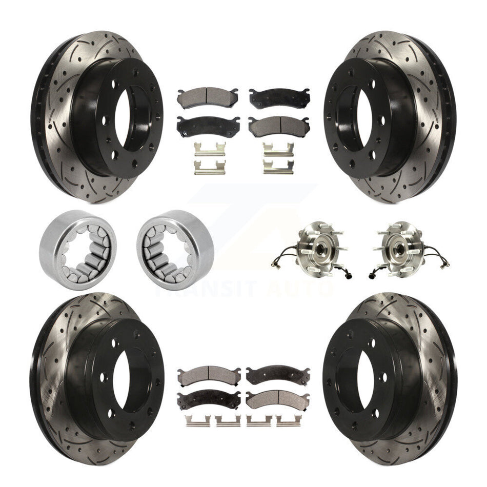 Front Rear Hub Bearing Coated Brake Rotor Pad Shoe Kit (10Pc) For GMC Chevrolet Silverado KBB-111388