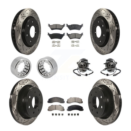 Front Rear Hub Bearing Coated Brake Rotor And Pad Shoe Kit (10Pc) For 2014 Ford F-150 RWD KBB-111406