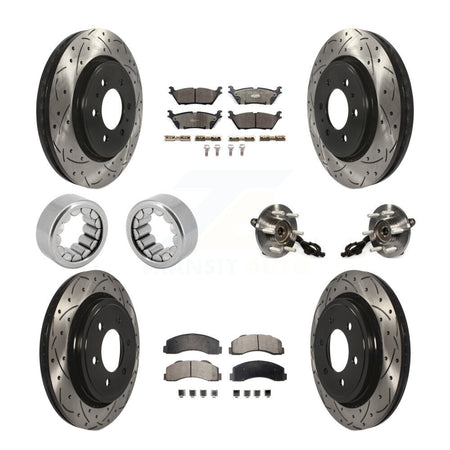Front Rear Hub Bearings Coated Disc Brake Rotors And Pads Shoes Kit (10Pc) For Ford F-150 KBB-111413