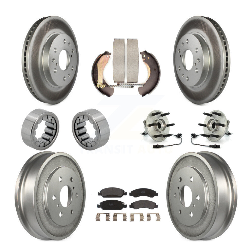 Front Rear Hub Bearing Coat Brake Rotor Pads Shoe Kit (10Pc) For Chevrolet Silverado 1500 KBB-111415
