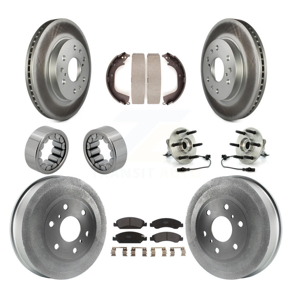 Front Rear Hub Bearing Coat Brake Rotor Pad Shoe Kit (10Pc) For GMC Sierra 1500 Chevrolet KBB-111418