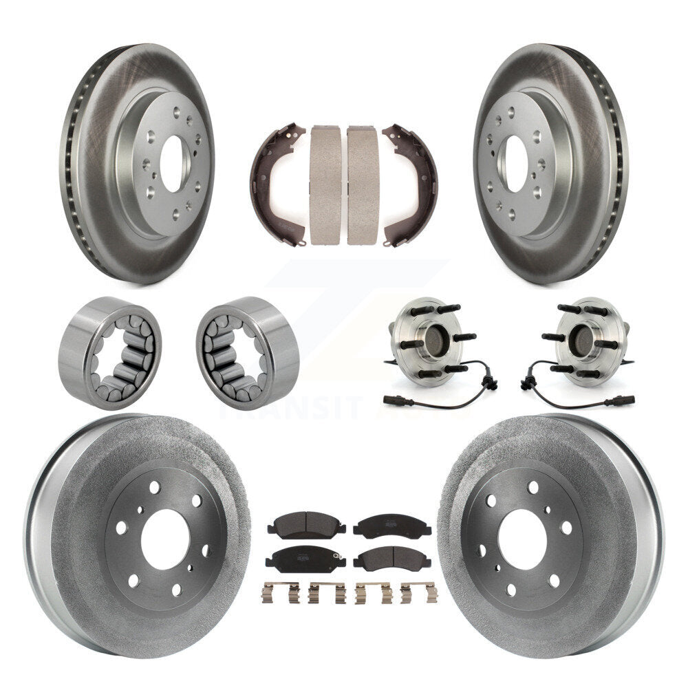 Front Rear Hub Bearing Coat Brake Rotor Pad Shoe Kit (10Pc) For GMC Sierra 1500 Chevrolet KBB-111424