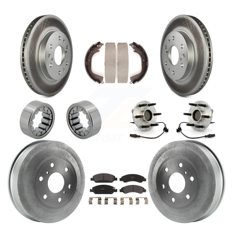 Front Rear Hub Bearing Coat Brake Rotor Pad Shoe Kit (10Pc) For GMC Sierra 1500 Chevrolet KBB-111424