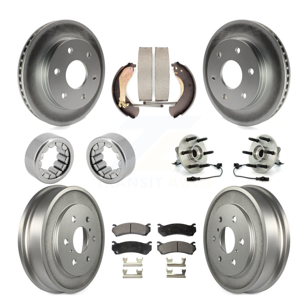 Front Rear Hub Bearing Coat Brake Rotor Pads Shoe Kit (10Pc) For Chevrolet Silverado 1500 KBB-111436