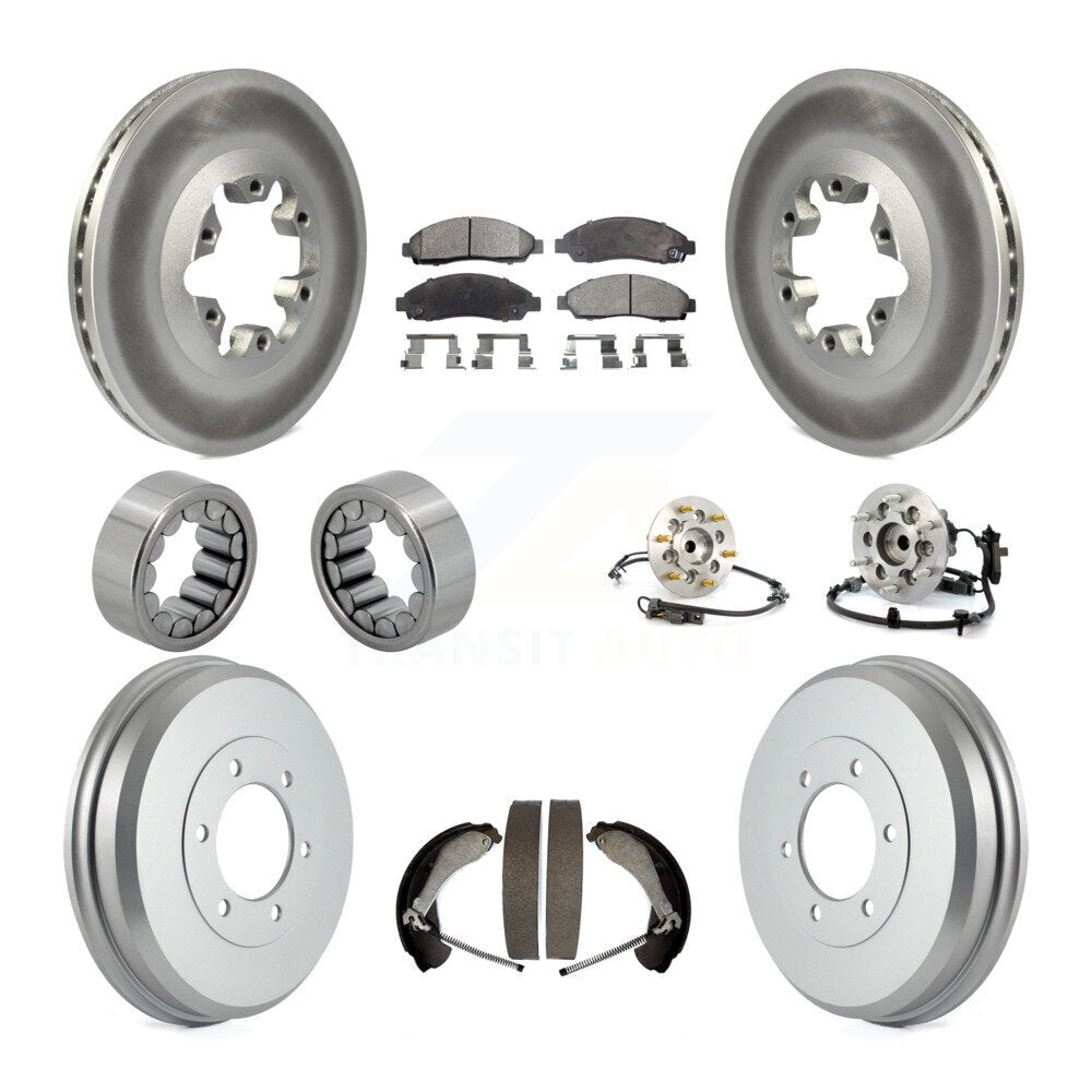 Front Rear Hub Bearing Coated Brake Rotor Pads Shoe Kit (10Pc) For Chevrolet Colorado GMC KBB-111442