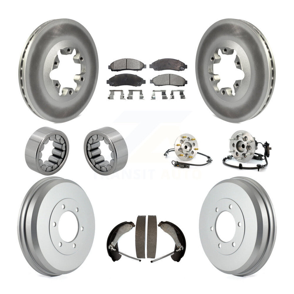 Front Rear Hub Bearing Coated Brake Rotor Pads Shoe Kit (10Pc) For Chevrolet Colorado GMC KBB-111442