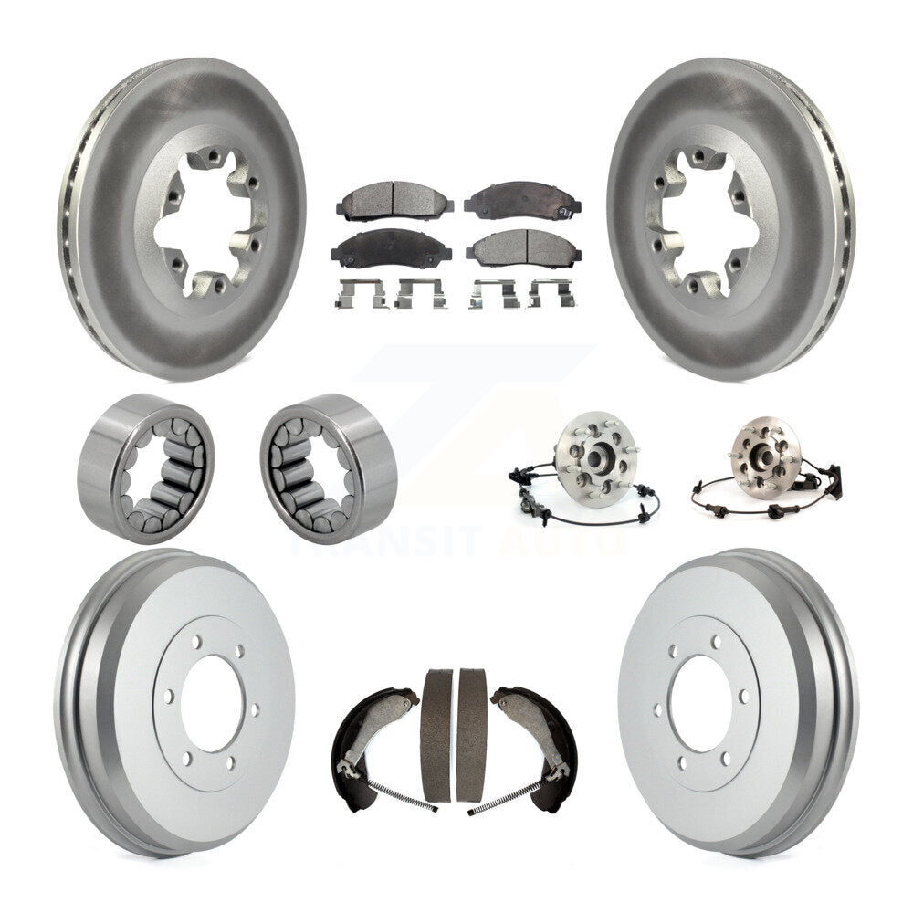Front Rear Hub Bearing Coated Brake Rotor Pads Shoe Kit (10Pc) For Chevrolet Colorado GMC KBB-111448