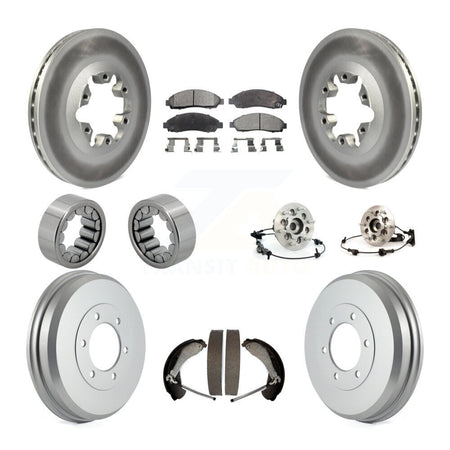 Front Rear Hub Bearing Coated Brake Rotor Pads Shoe Kit (10Pc) For Chevrolet Colorado GMC KBB-111448