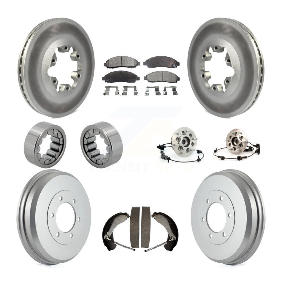Front Rear Hub Bearing Coated Brake Rotor Pads Shoe Kit (10Pc) For Chevrolet Colorado GMC KBB-111448