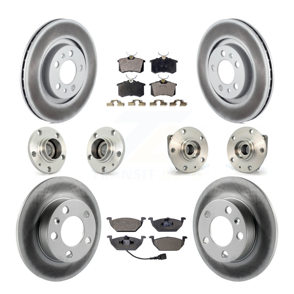 Front Rear Hub Bearing Coated Disc Brake Rotor & Pads Kit (10Pc) For Volkswagen Golf City KBB-111452