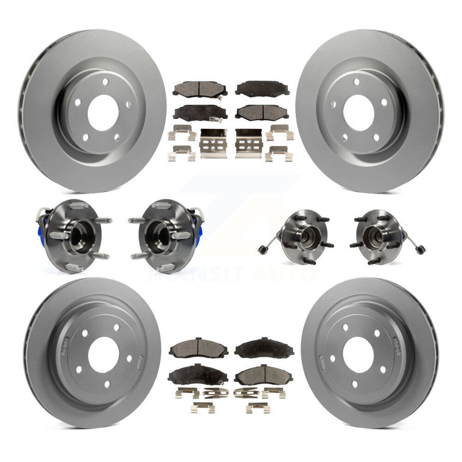 Front Rear Hub Bearings Assembly Coated Disc Brake Rotors And Semi-Metallic Pads Kit (10Pc) For Chevrolet Corvette Cadillac XLR KBB-111456