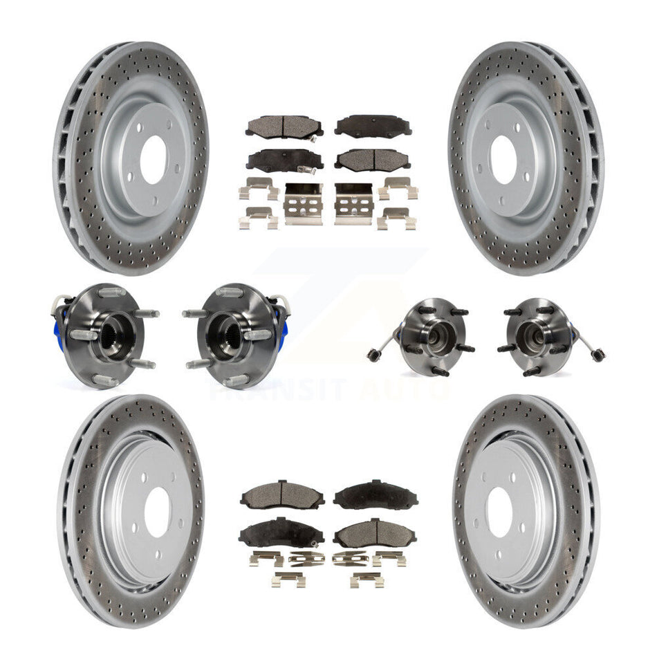 Front Rear Hub Bearings Assembly Coated Disc Brake Rotors And Semi-Metallic Pads Kit (10Pc) For Chevrolet Corvette Cadillac XLR KBB-111458