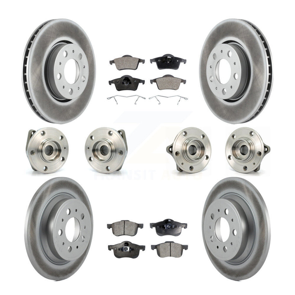 Front Rear Hub Bearings Assembly Coated Disc Brake Rotors And Semi-Metallic Pads Kit (10Pc) For Volvo S60 XC70 V70 S80 KBB-111486