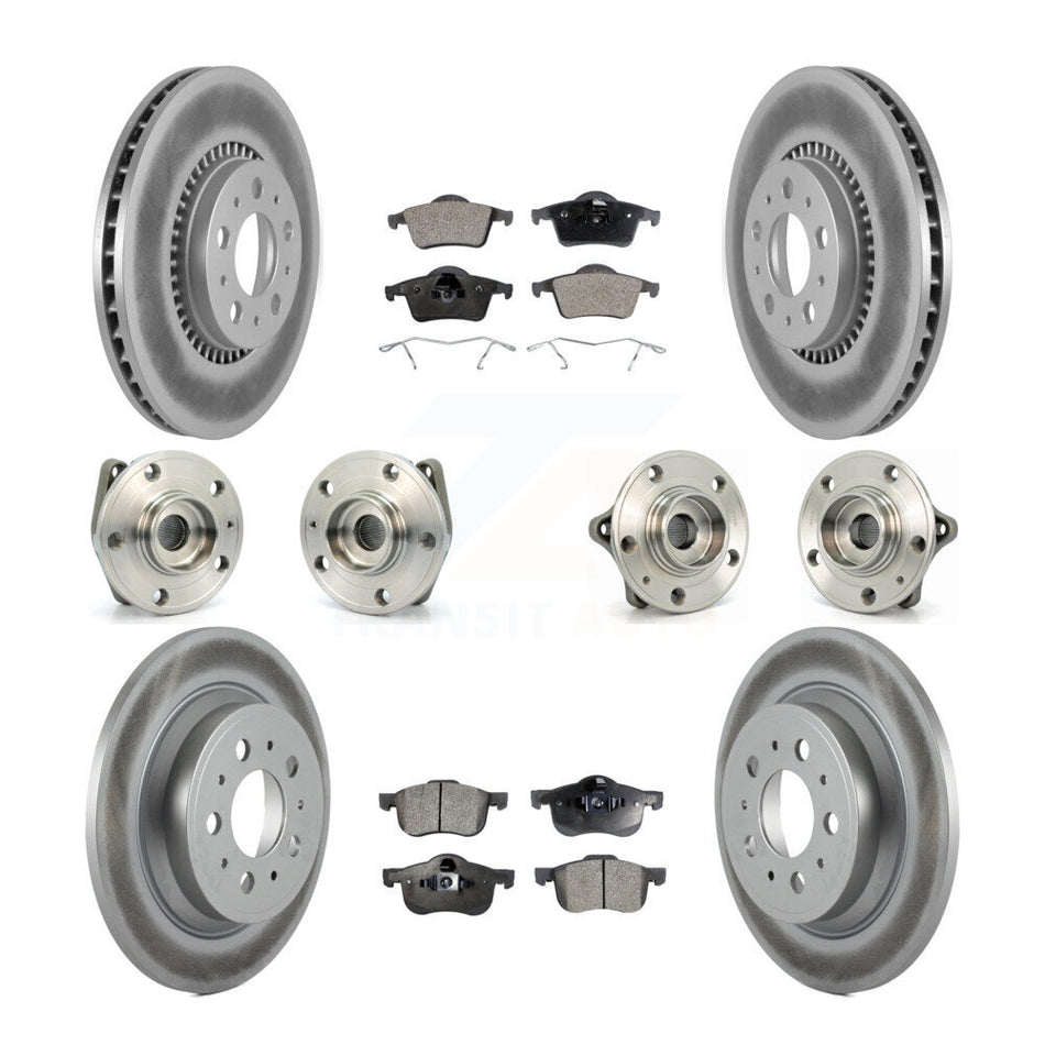 Front Rear Hub Bearings Assembly Coated Disc Brake Rotors And Semi-Metallic Pads Kit (10Pc) For Volvo S60 XC70 V70 S80 KBB-111487
