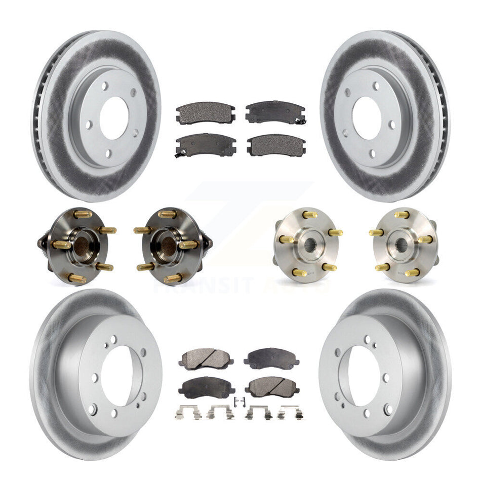 Front Rear Hub Bearings Assembly Coated Disc Brake Rotors And Semi-Metallic Pads Kit (10Pc) For 2005 Mitsubishi Eclipse rear brakes with 4-Wheel ABS KBB-111489
