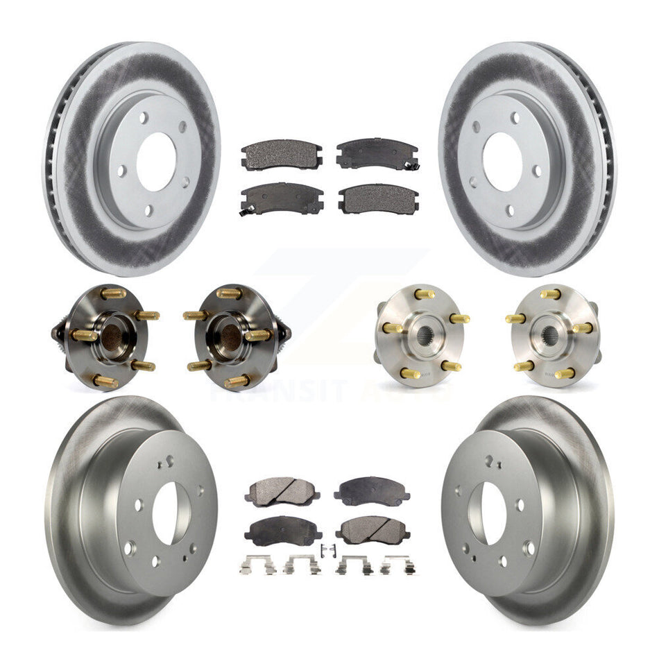 Front Rear Hub Bearings Assembly Coated Disc Brake Rotors And Semi-Metallic Pads Kit (10Pc) For Mitsubishi Galant KBB-111490