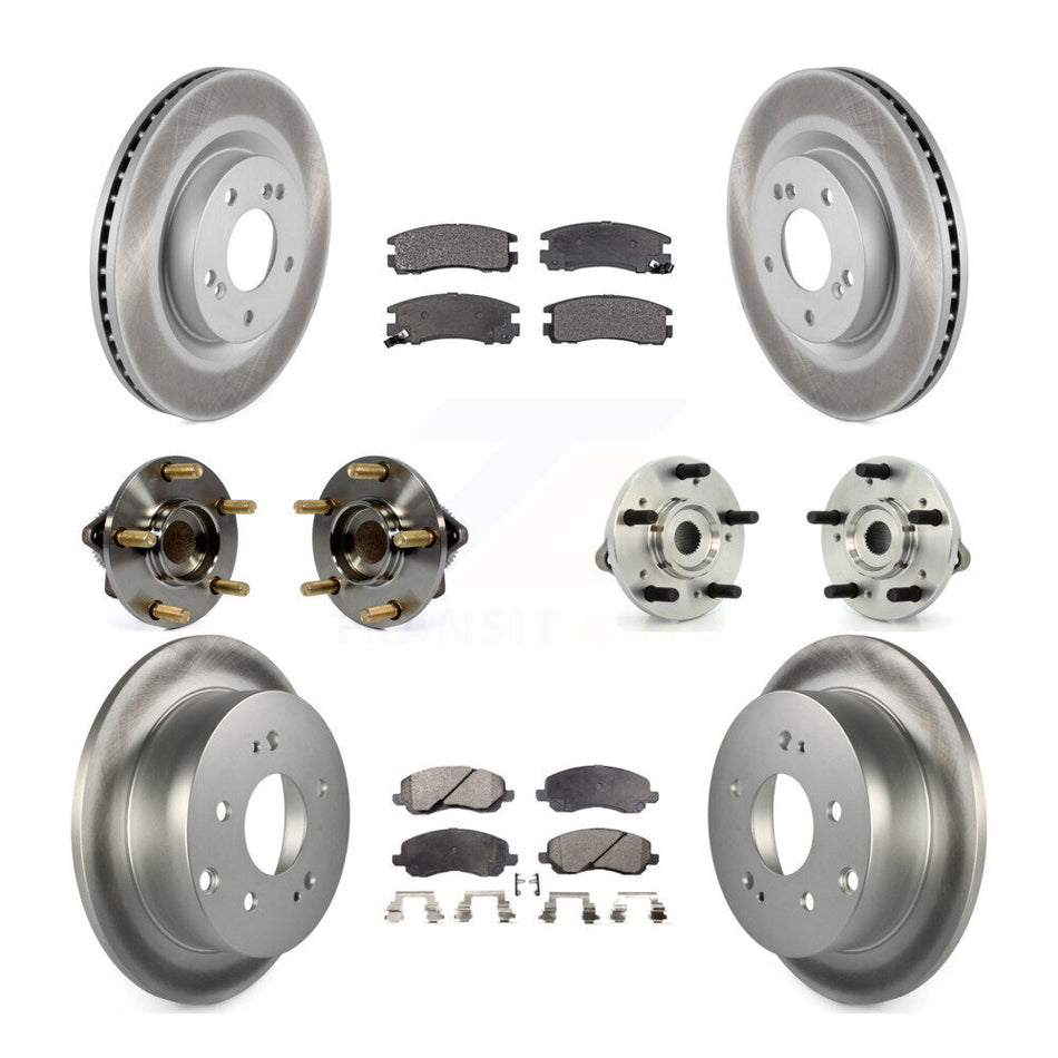 Front Rear Hub Bearings Assembly Coated Disc Brake Rotors And Semi-Metallic Pads Kit (10Pc) For Mitsubishi Galant Eclipse KBB-111493