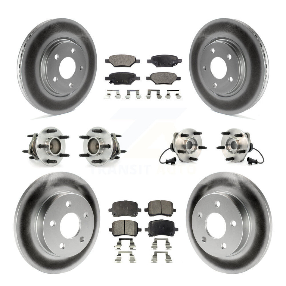 Front Rear Hub Bearings Assembly Coated Disc Brake Rotors And Semi-Metallic Pads Kit (10Pc) For Chevrolet Malibu HHR Pontiac G6 KBB-111495