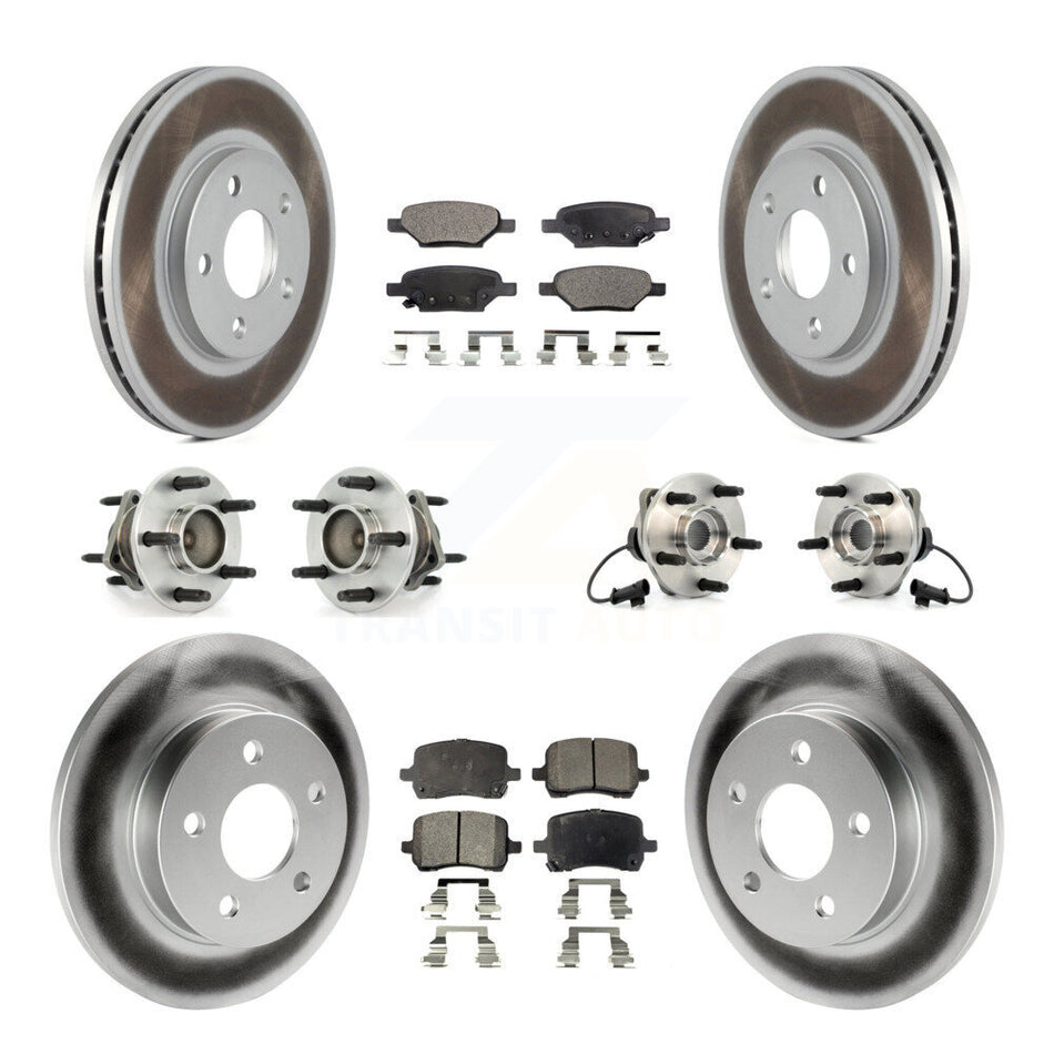 Front Rear Hub Bearings Coated Disc Brake Rotors And Semi-Metallic Pads Kit (10Pc) For 2004-2005 Chevrolet Malibu Drum rear brakes with 4-Wheel ABS With 276mm Diameter Rotor KBB-111497