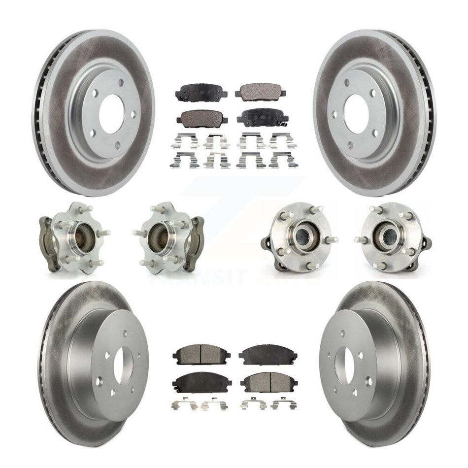 Front Rear Hub Bearings Assembly Coated Disc Brake Rotors And Semi-Metallic Pads Kit (10Pc) For 2004-2009 Nissan Quest KBB-111500
