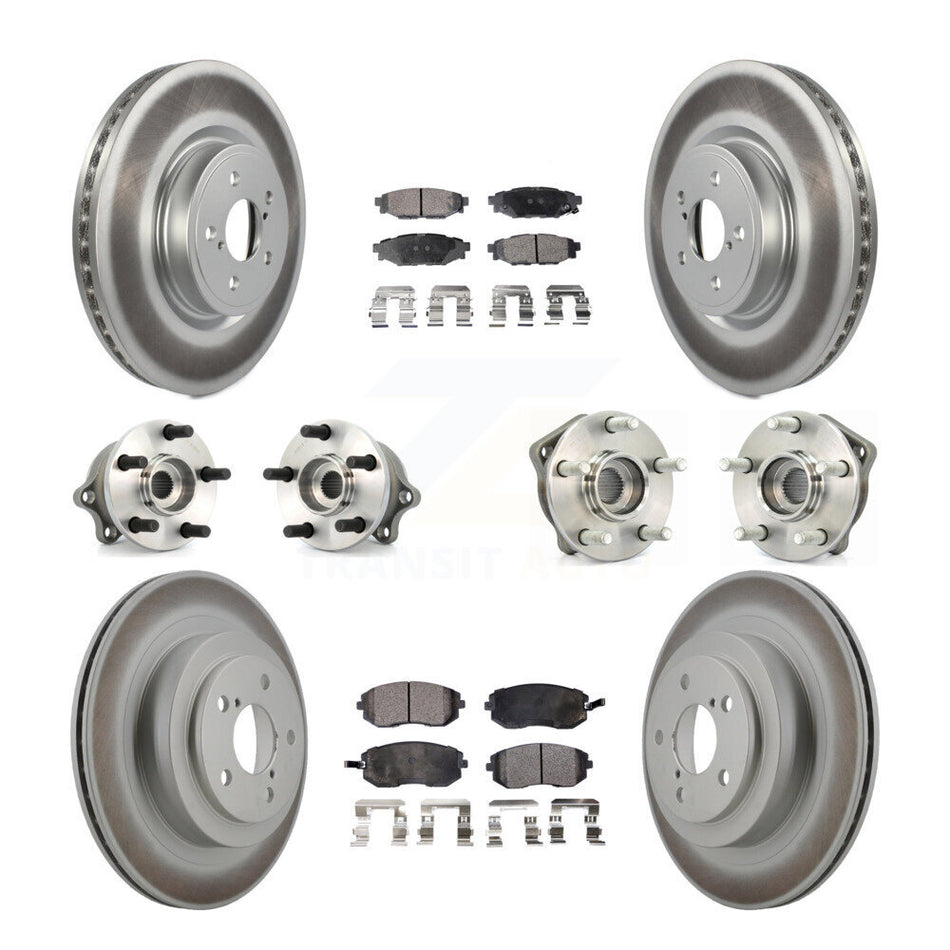 Front Rear Hub Bearings Assembly Coated Disc Brake Rotors And Semi-Metallic Pads Kit (10Pc) For Subaru Legacy KBB-111505