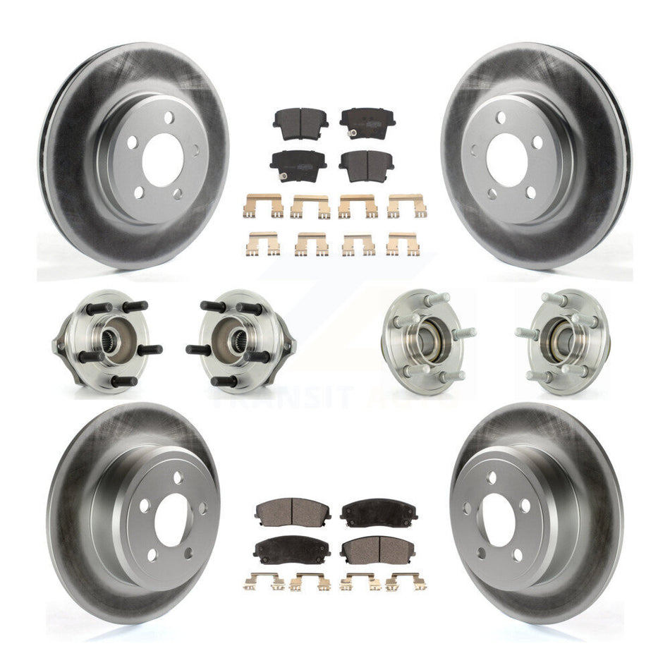 Front Rear Hub Bearings Assembly Coated Disc Brake Rotors And Semi-Metallic Pads Kit (10Pc) For Chrysler 300 Dodge Charger Magnum KBB-111508