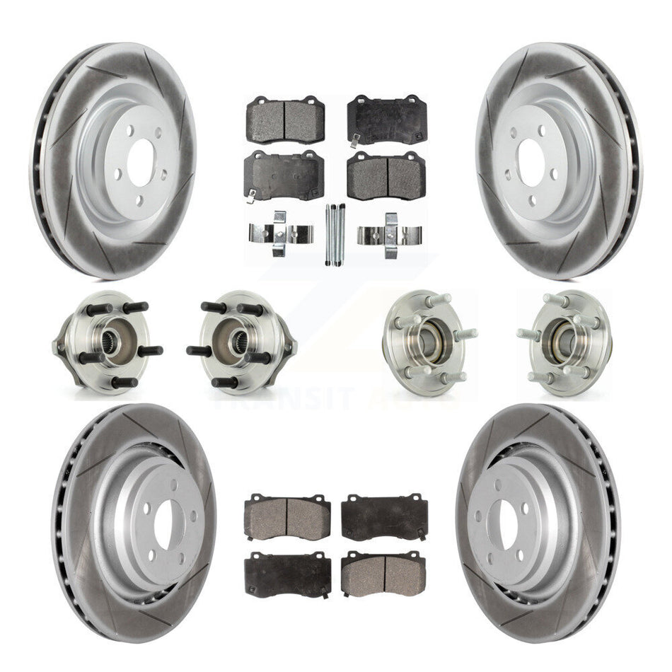 Front Rear Hub Bearings Assembly Coated Disc Brake Rotors And Semi-Metallic Pads Kit (10Pc) For Chrysler 300 Dodge Charger Magnum KBB-111512