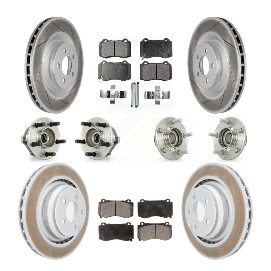 Front Rear Hub Bearings Assembly Coated Disc Brake Rotors And Semi-Metallic Pads Kit (10Pc) For Chrysler 300 Dodge Charger Magnum KBB-111513