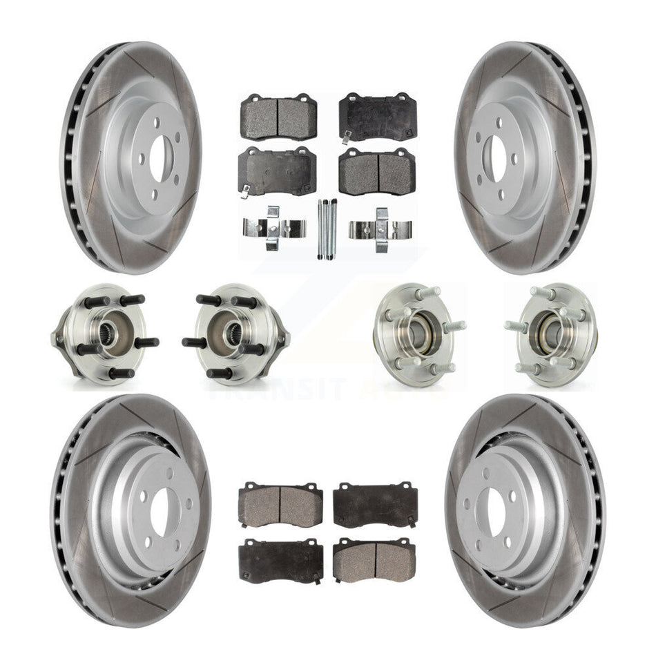 Front Rear Hub Bearings Assembly Coated Disc Brake Rotors And Semi-Metallic Pads Kit (10Pc) For Chrysler 300 Dodge Charger Magnum KBB-111514