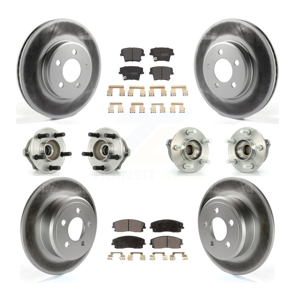 Front Rear Hub Bearings Assembly Coated Disc Brake Rotors And Semi-Metallic Pads Kit (10Pc) For Dodge Charger Magnum AWD with 2.7L KBB-111515