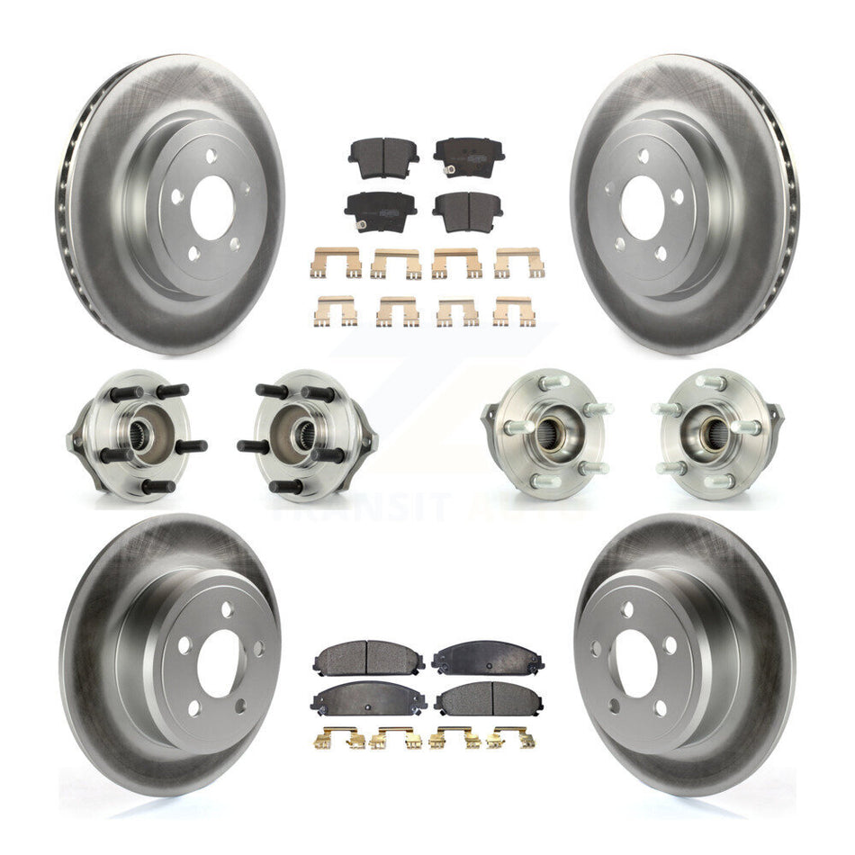 Front Rear Hub Bearings Assembly Coated Disc Brake Rotors And Semi-Metallic Pads Kit (10Pc) For 2005-2006 Chrysler 300 AWD with 3.5L KBB-111516