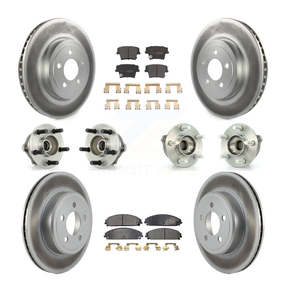 Front Rear Hub Bearings Assembly Coated Disc Brake Rotors And Semi-Metallic Pads Kit (10Pc) For Chrysler 300 Dodge Charger Magnum KBB-111517