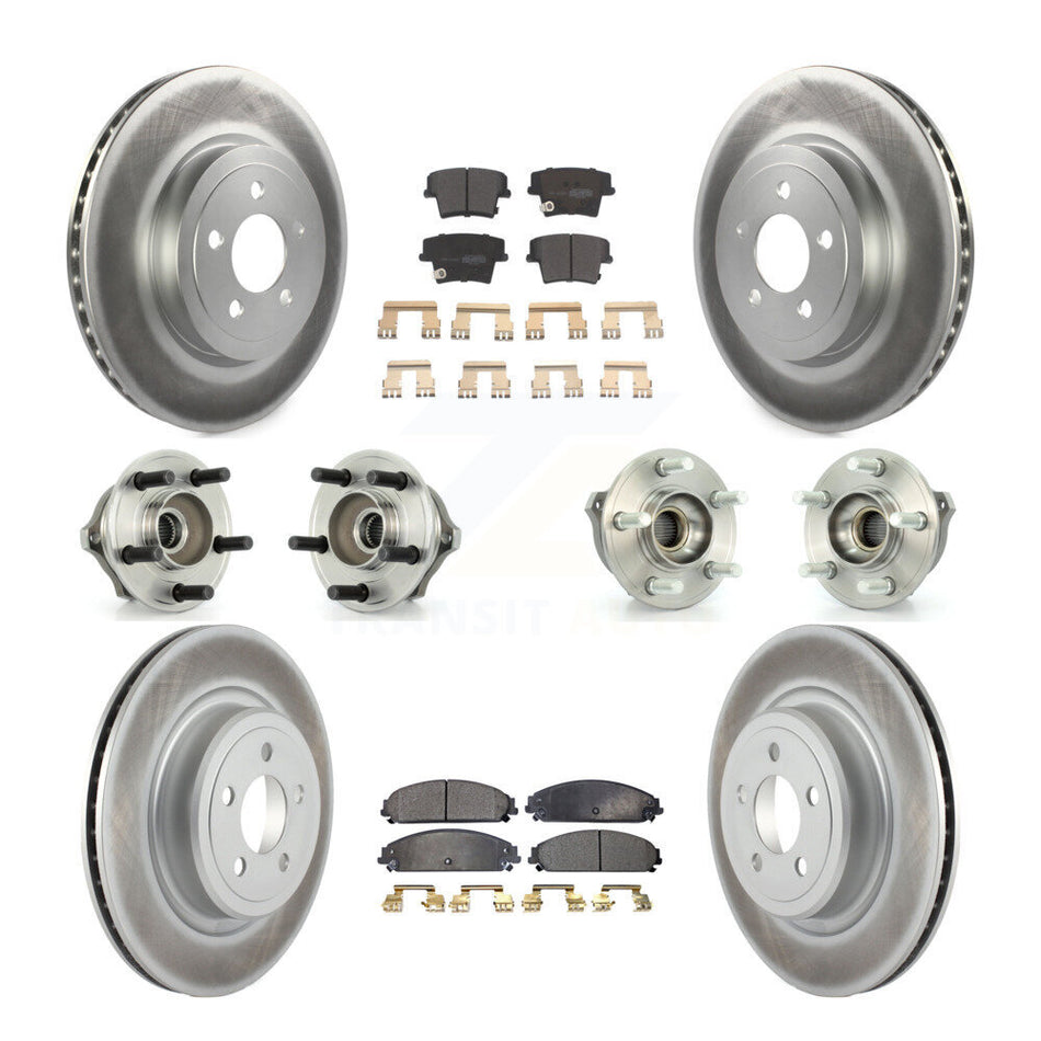 Front Rear Hub Bearings Assembly Coated Disc Brake Rotors And Semi-Metallic Pads Kit (10Pc) For 2007-2008 Dodge Charger AWD with 5.7L With Police Package KBB-111518