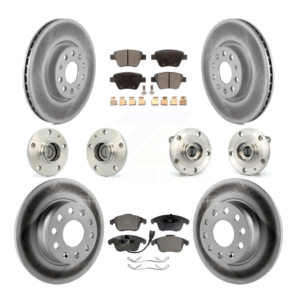 Front Rear Hub Bearings Assembly Coated Disc Brake Rotors And Semi-Metallic Pads Kit (10Pc) For Volkswagen Passat KBB-111535