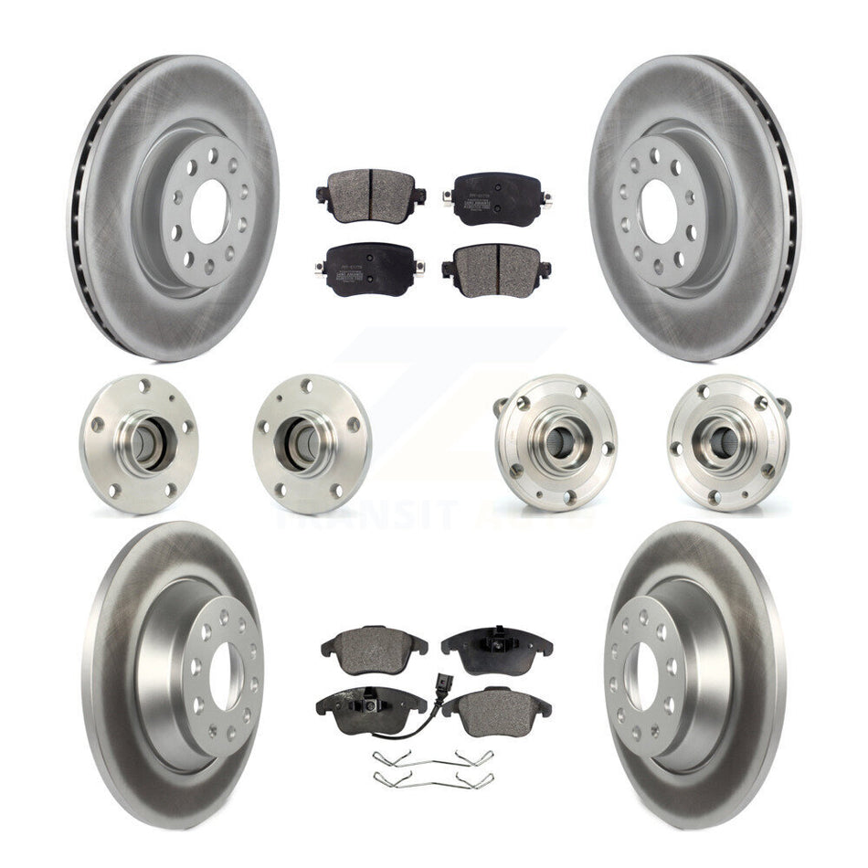 Front Rear Hub Bearings Assembly Coated Disc Brake Rotors And Semi-Metallic Pads Kit (10Pc) For 2016-2018 Audi Q3 KBB-111537