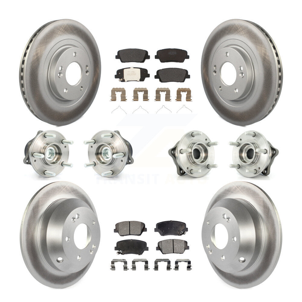 Front Rear Hub Bearing Coated Brake Rotor & Pads Kit (10Pc) For 2014-2015 Kia Sorento FWD KBB-111548