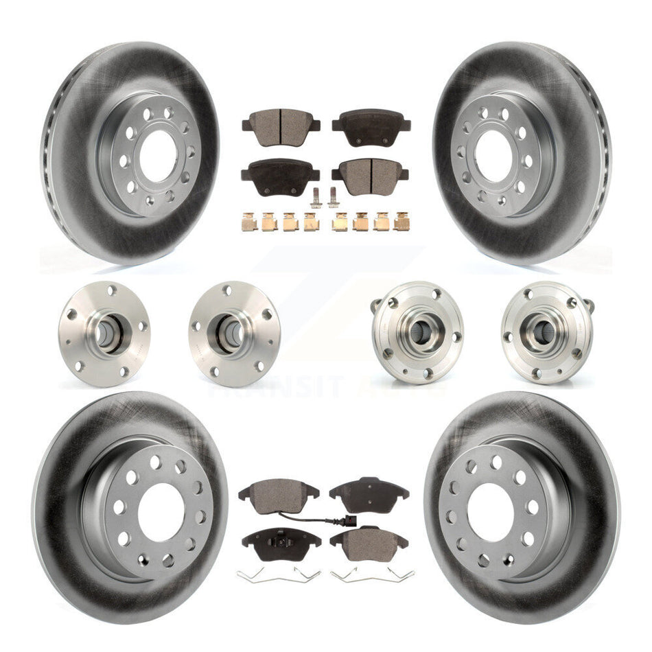 Front Rear Hub Bearings Assembly Coated Disc Brake Rotors And Semi-Metallic Pads Kit (10Pc) For Volkswagen Beetle KBB-111561