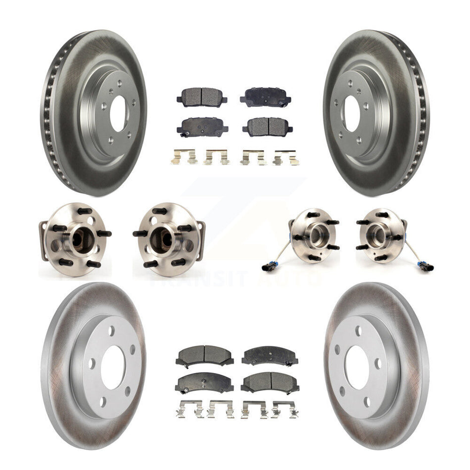Front Rear Hub Bearings Assembly Coated Disc Brake Rotors And Semi-Metallic Pads Kit (10Pc) For Chevrolet Impala Limited KBB-111585