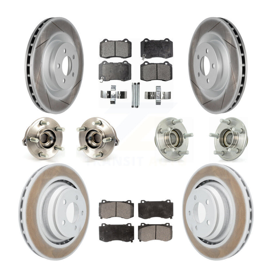 Front Rear Hub Bearings Assembly Coated Disc Brake Rotors And Semi-Metallic Pads Kit (10Pc) For Dodge Charger Chrysler 300 Challenger KBB-111603