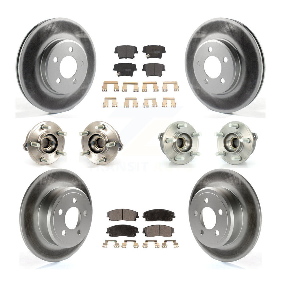 Front Rear Hub Bearings Assembly Coated Disc Brake Rotors And Semi-Metallic Pads Kit (10Pc) For Dodge Charger Chrysler 300 AWD with 2.7L KBB-111605