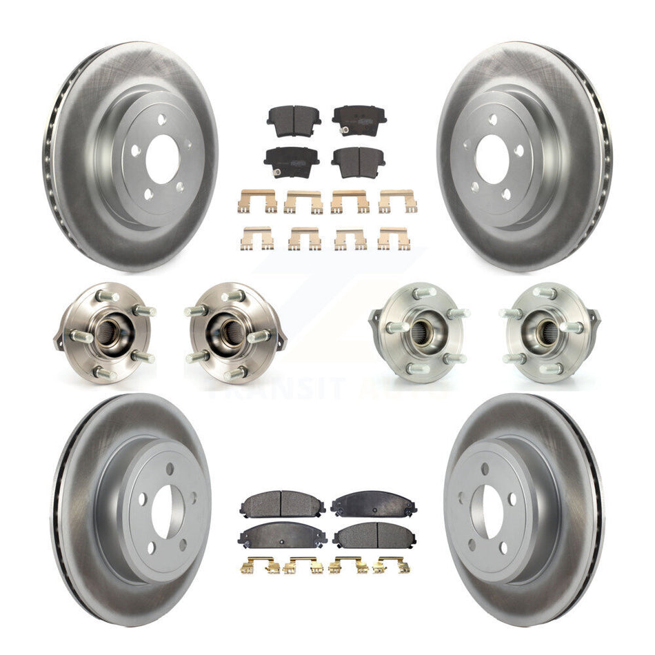 Front Rear Hub Bearings Assembly Coated Disc Brake Rotors And Semi-Metallic Pads Kit (10Pc) For Dodge Charger Chrysler 300 KBB-111606