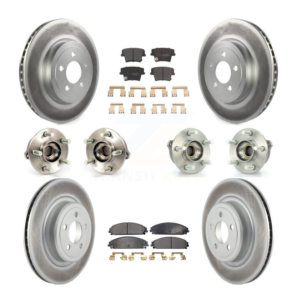 Front Rear Hub Bearings Assembly Coated Disc Brake Rotors And Semi-Metallic Pads Kit (10Pc) For Dodge Charger AWD with 5.7L With Police Package KBB-111607