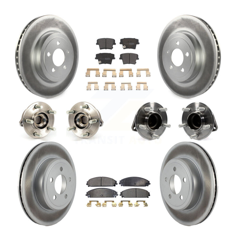 Front Rear Hub Bearings Assembly Coated Disc Brake Rotors And Semi-Metallic Pads Kit (10Pc) For Dodge Chrysler 300 Charger Challenger KBB-111609