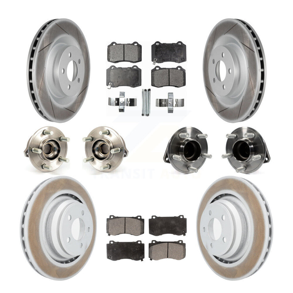 Front Rear Hub Bearings Assembly Coated Disc Brake Rotors And Semi-Metallic Pads Kit (10Pc) For 2012 Chrysler 300 SRT8 with RWD With Heavy Duty Brakes KBB-111613