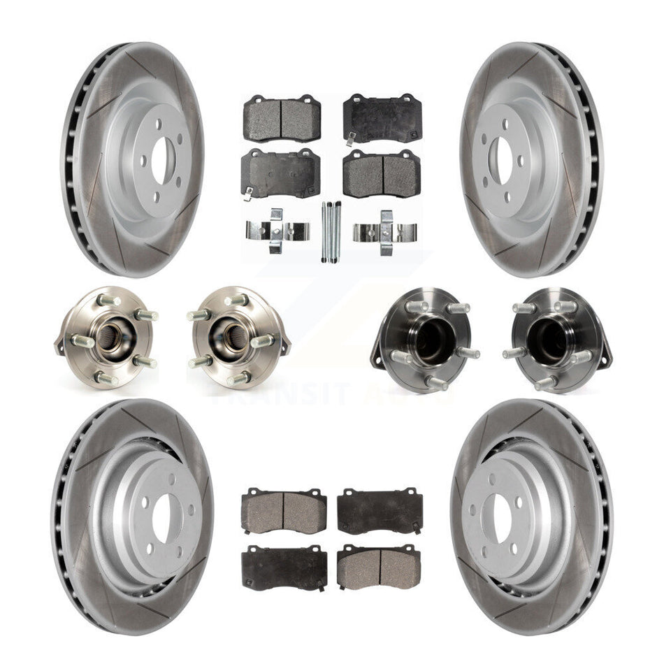 Front Rear Hub Bearings Assembly Coated Disc Brake Rotors And Semi-Metallic Pads Kit (10Pc) For 2012 Chrysler 300 SRT8 with RWD With Heavy Duty Brakes KBB-111614