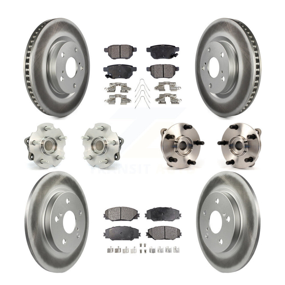 Front Rear Hub Bearings Assembly Coated Disc Brake Rotors And Semi-Metallic Pads Kit (10Pc) For 2016 Scion iM KBB-111616
