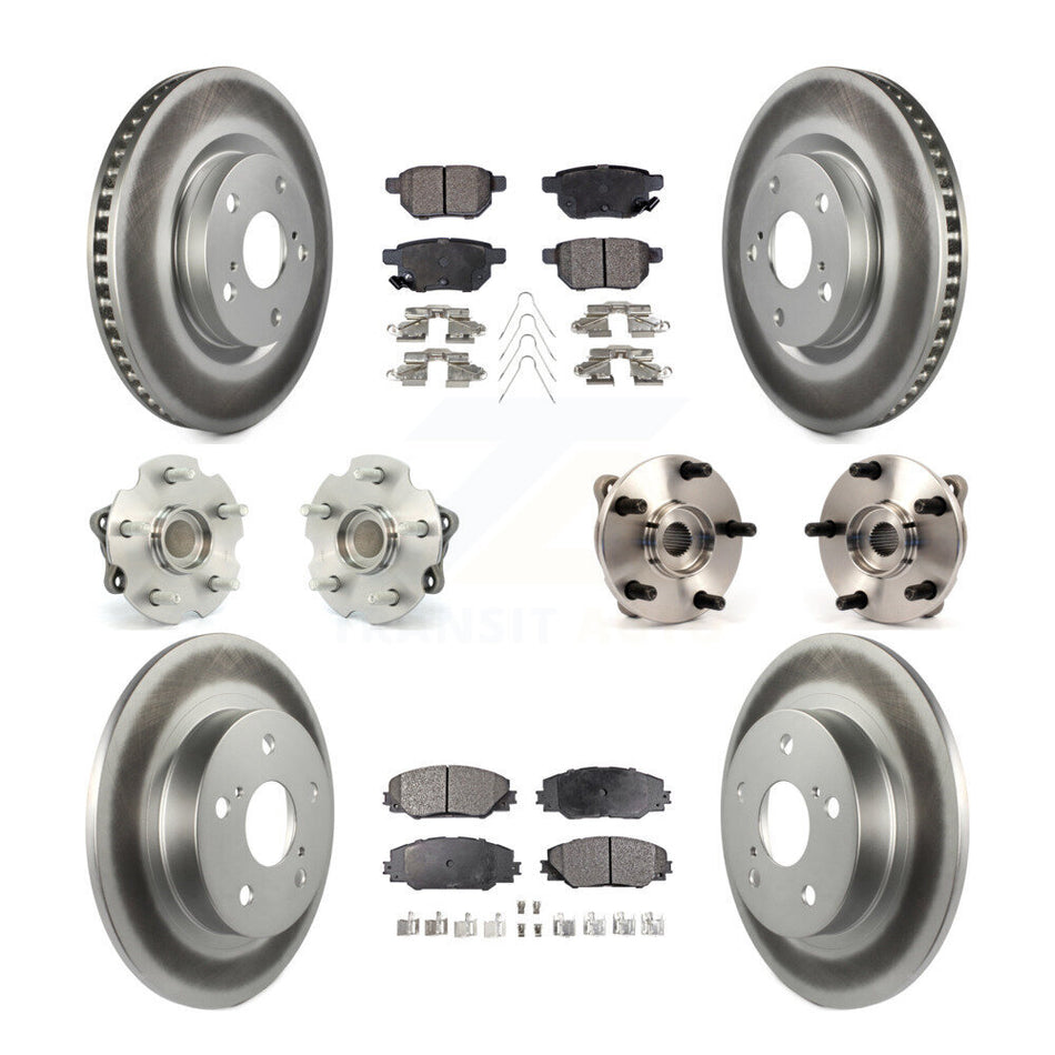 Front Rear Hub Bearings Assembly Coated Disc Brake Rotors And Semi-Metallic Pads Kit (10Pc) For 2011-2016 Scion tC Automatic transmission KBB-111617