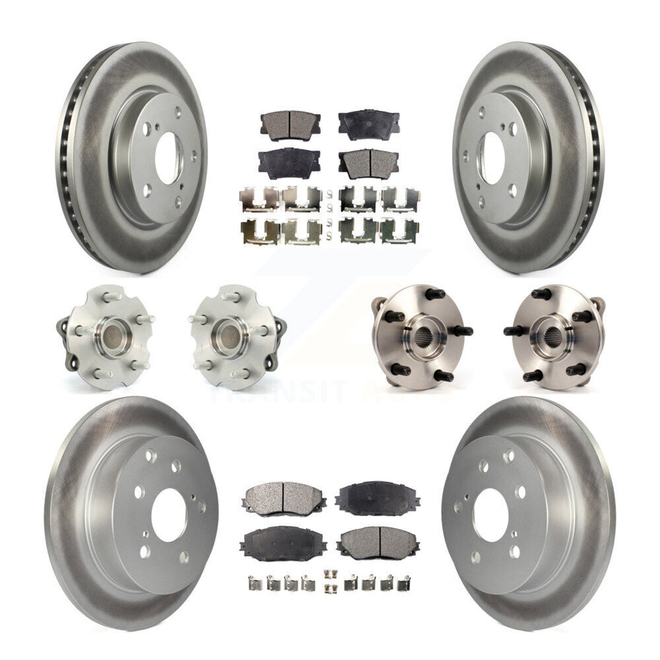 Front Rear Hub Bearings Assembly Coated Disc Brake Rotors And Semi-Metallic Pads Kit (10Pc) For Toyota RAV4 Lexus HS250h KBB-111618