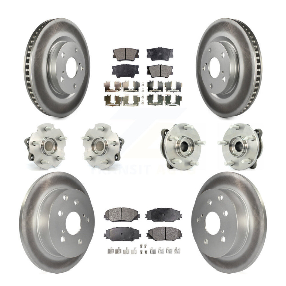 Front Rear Hub Bearings Assembly Coated Disc Brake Rotors And Semi-Metallic Pads Kit (10Pc) For Toyota RAV4 KBB-111619