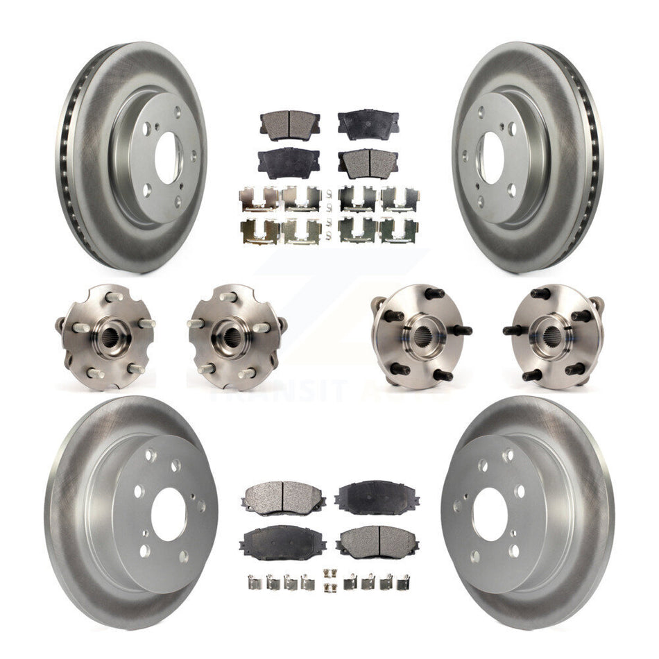 Front Rear Hub Bearings Assembly Coated Disc Brake Rotors And Semi-Metallic Pads Kit (10Pc) For Toyota RAV4 Without 3rd Row Seating KBB-111626